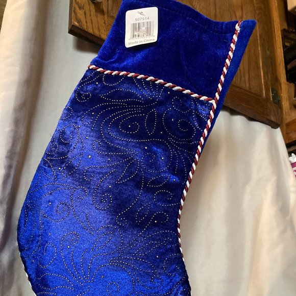 BLUE AND SPARKLING  GOLD TRIMMED OUT CHRISTMAS NEW - Picture 2 of 3